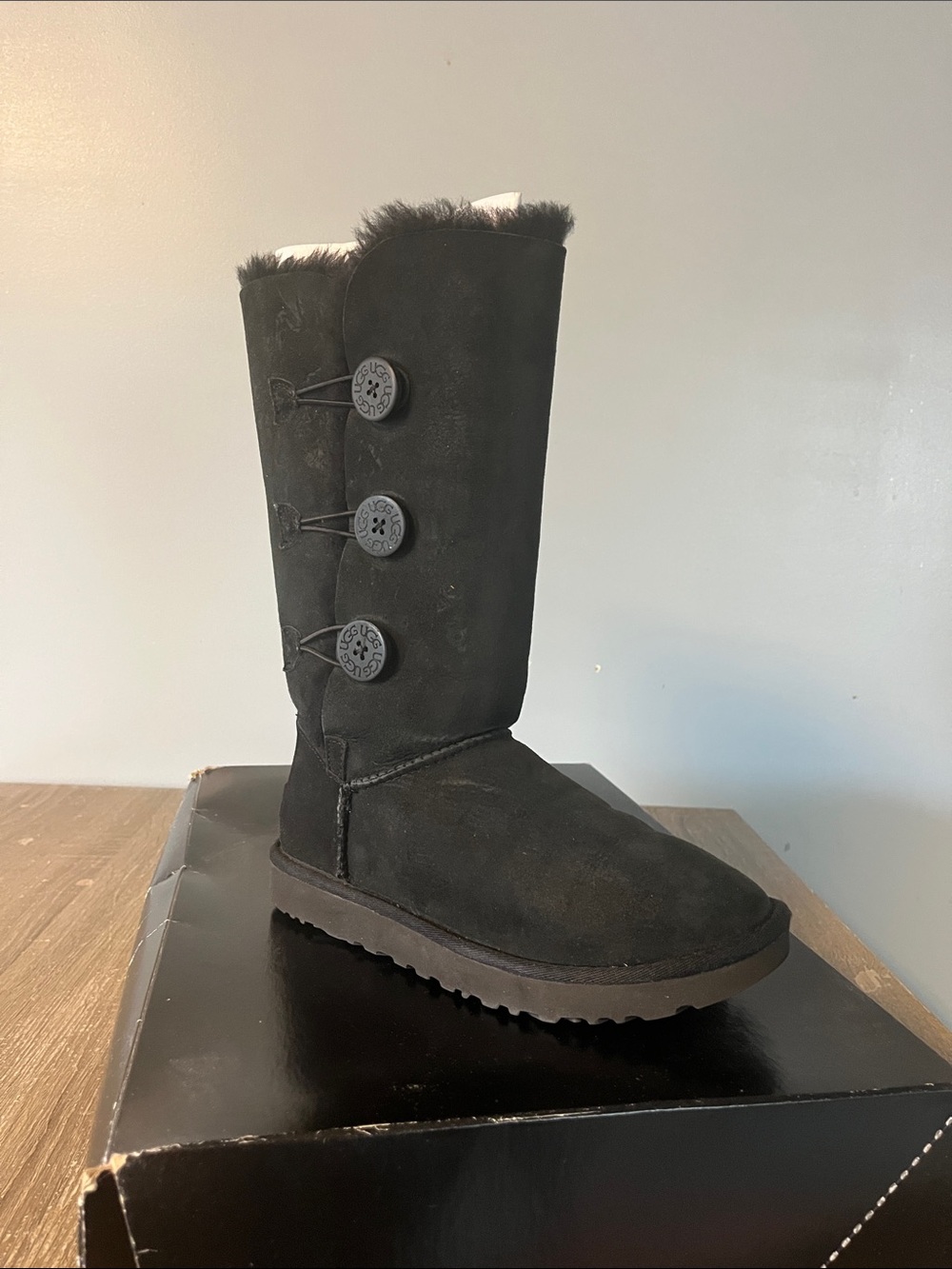 UGG Classic Black Button-Accent Tall Winter Boot - Women's
